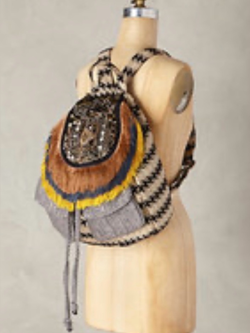 Rare Anthropologie Jasper & Jeera Embellished Beaded Backpack Boho Festival